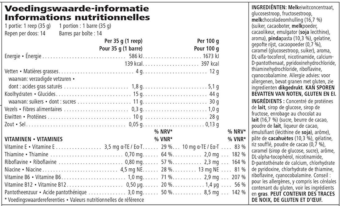 Herbalife-Proteïnereep-chocolade-pinda-voedingswaarden