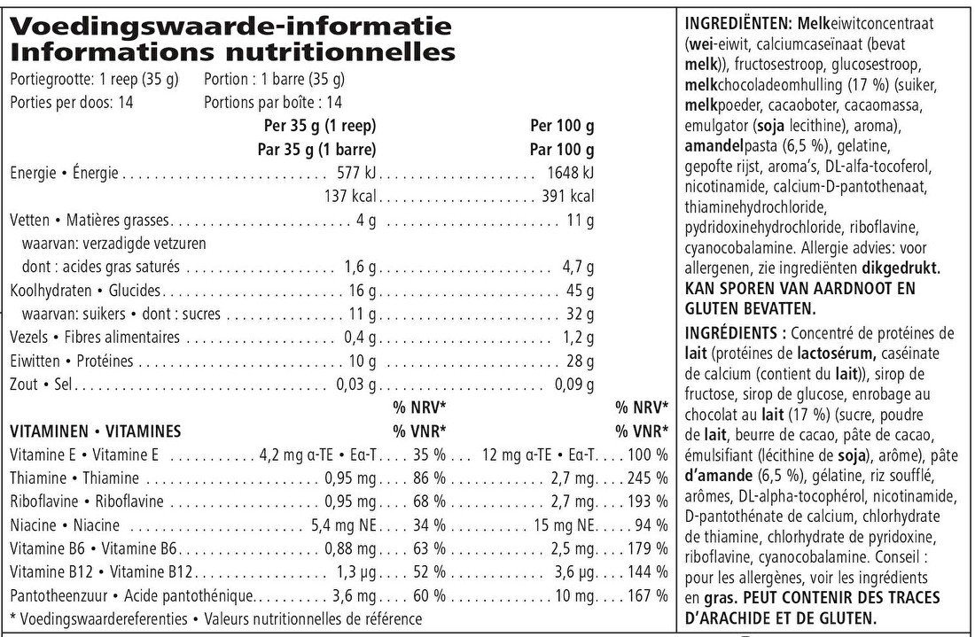 Herbalife-Proteïnereep-vanille-amandel-voedingswaarden